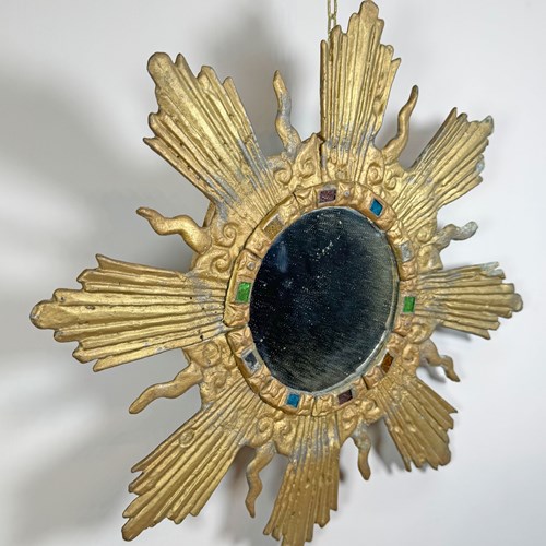 Large Gilt Lead Sunburst Mirror By Irena Jaworska