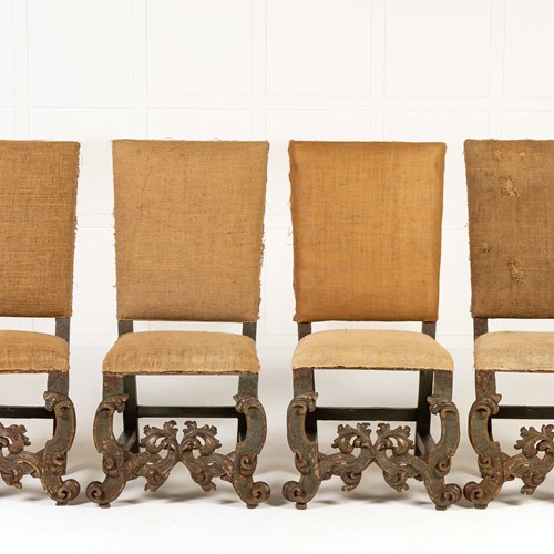Set Of Four 17Th Century Italian Side Chairs.