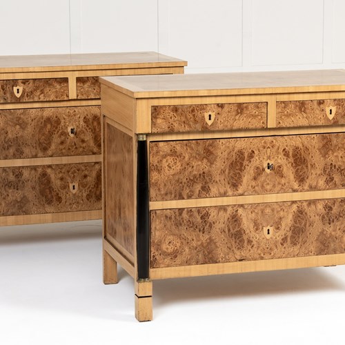 Pair Of 19Th Century French Burr Elm Commodes
