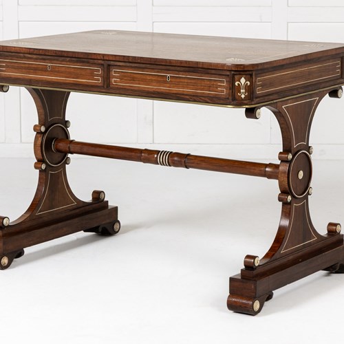 19Th Century English Regency Rosewood Library Table