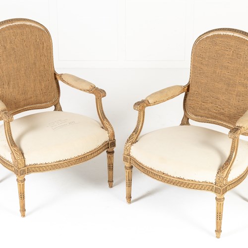 Pair Of 19Th Century French Giltwood Armchairs
