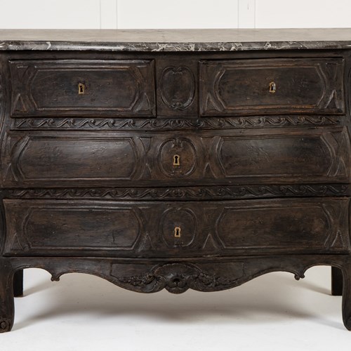 18Th Century French Ebonised Bombe Commode