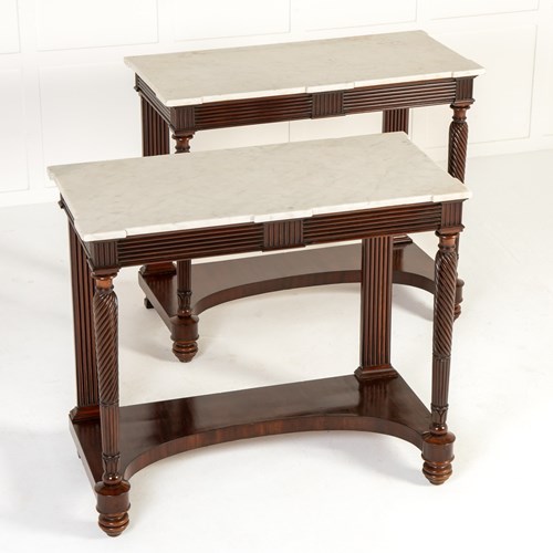 Pair Of 19Th Century Italian Mahogany Console Tables