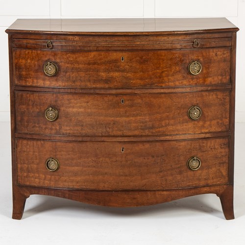 19Th Century Mahogany English Regency Bow Fronted Chest Of Drawers