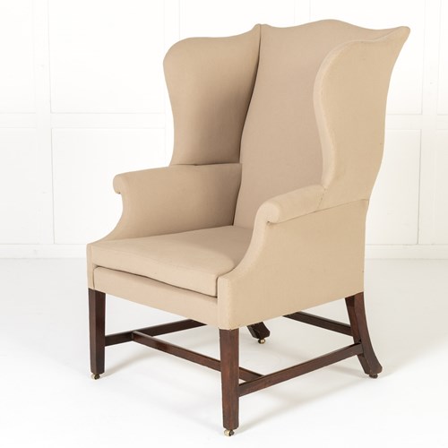 Large Scale 18Th Century English Mahogany Wing Chair