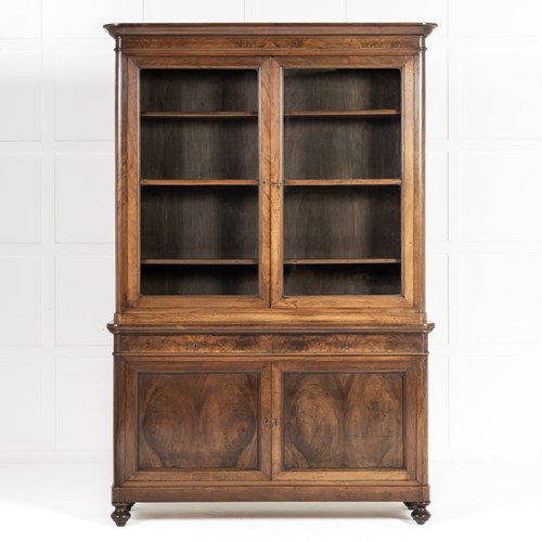 Large 19Th Century Italian Walnut Cabinet/Bookcase