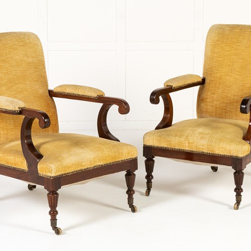 Pair Of 19Th Century French Rosewood Library Armchairs