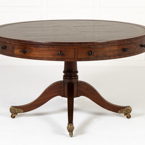 19Th Century English Regency Mahogany Drum Table