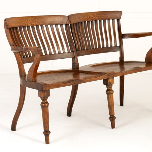 19Th Century English Oak Double Chair-Back Settee