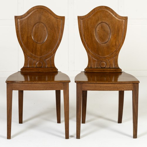 Pair Of 19Th Century Regency Mahogany Hall Chairs