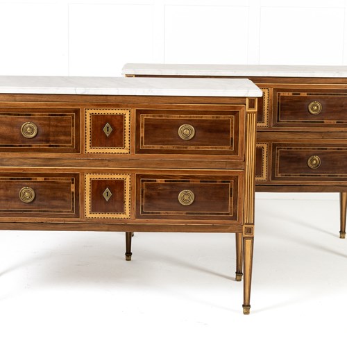Pair Of 18Th Century Italian Neoclassical Inlaid Chest Of Drawers