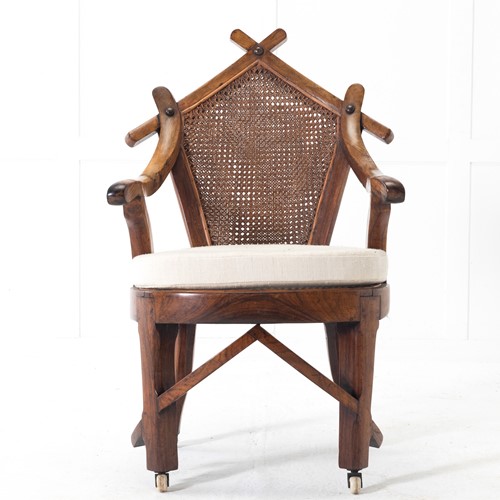 19Th Century Walnut And Cane Chair