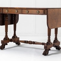 Important Regency Oak and Burr Elm Sofa Table