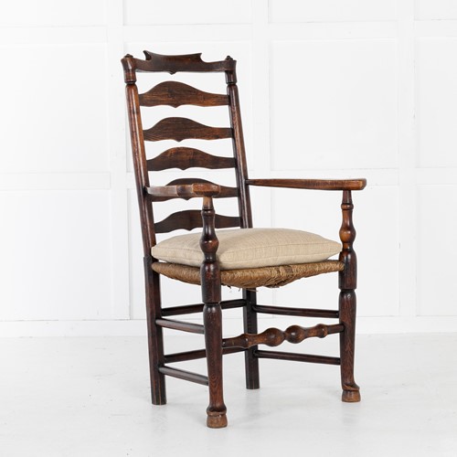18Th Century English Elm Ladder-Back Carver Chair