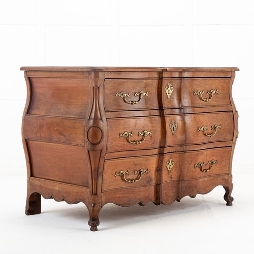 18Th Century French Cherrywood Bombe Commode