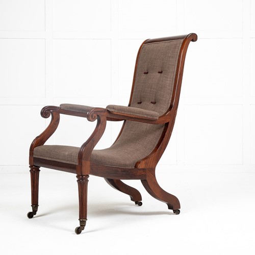 19Th Century English Regency Rosewood Armchair