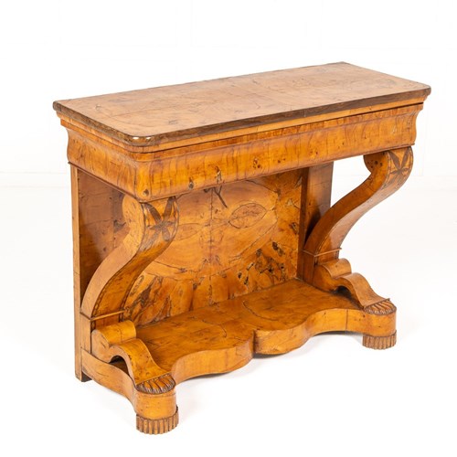 Early 19Th Century Italian Burr Wood And Walnut Console Table