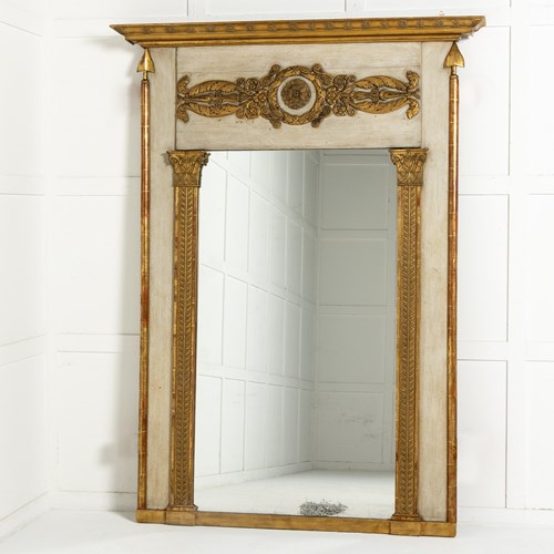Large 19Th Century French Gilded And Painted Mirror