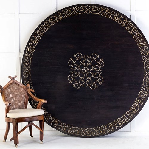 Extremely Large 6' 7" Anglo-Indian Ebonised Hardwood Centre Table