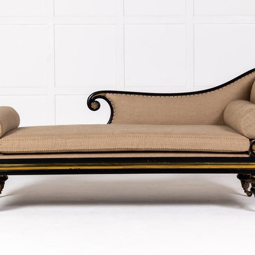 19Th Century Regency Ebonised Chaise Longue