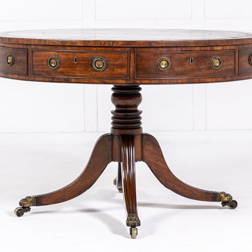 19Th Century English Regency Mahogany Drum Table