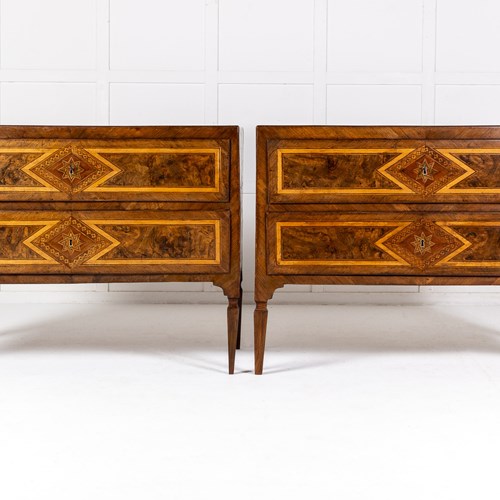 Pair Of Late 18Th Century Italian Marquetry Commodes