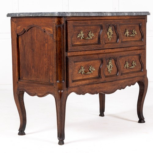 Mid 18Th Century French Walnut Commode With Marble Top