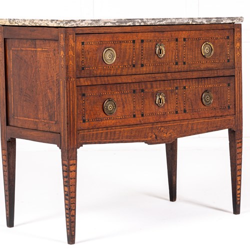 18Th Century French Louis XVI Walnut Commode With Marble Top