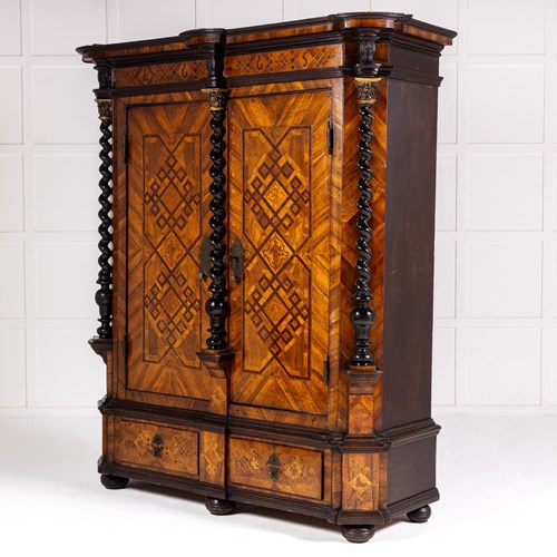 An Important 17Th Century German Inlaid Walnut Cabinet