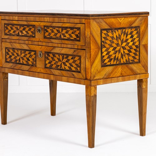 18Th Century French Louis XVI Period Walnut Parquetry Commode