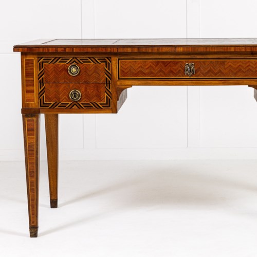 19Th Century French Walnut And Tulipwood Parquetry Bureau Plat