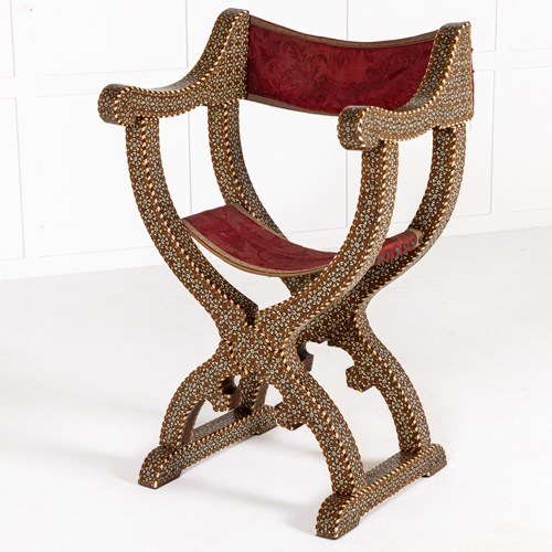 19Th Century Andalucia Inlaid Folding Chair