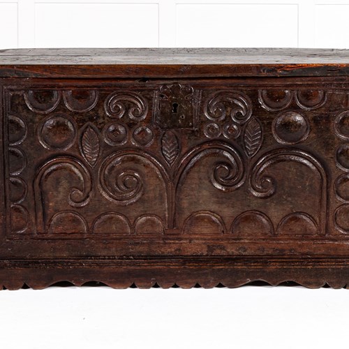 17Th Century French Carved Oak Coffer
