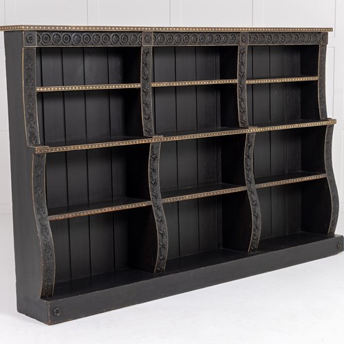 19Th Century English Regency Painted Open Bookcase