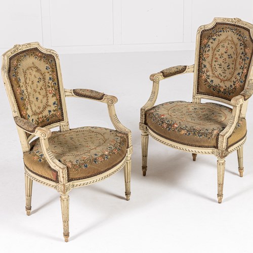 Pair Of 19Th Century French Painted Armchairs