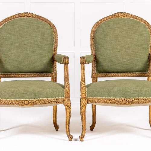 Pair Of 19Th Century French Carved Giltwood Chairs