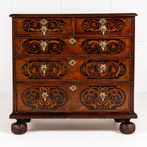 Rare 17Th Century English Marquetry Chest Of Drawers