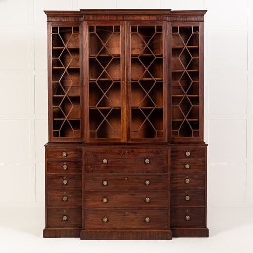 18Th Century English Mahogany Secretaire Bookcase