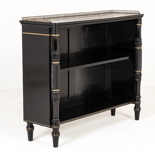 19Th Century English Regency Ebonised Open Bookcase