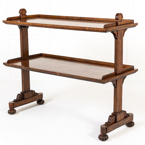 19Th Century English Regency Oak Dumb Waiter