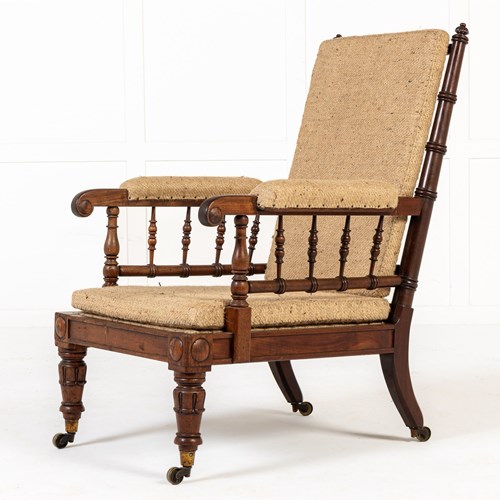 19Th Century English Mahogany Turned Spindle Armchair