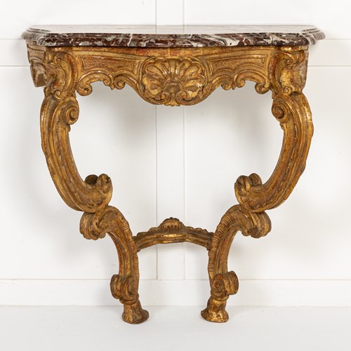 Small 18Th Century Giltwood Console Table