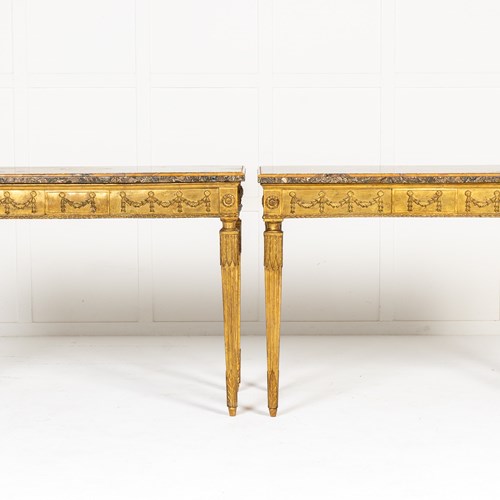 Pair Of 18Th Century Italian Giltwood Console Tables