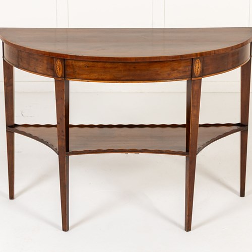 18Th Century English Yew Demi Lune Side Table