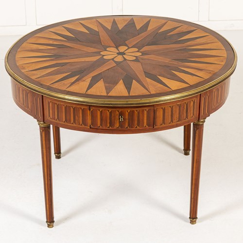 19Th Century French Specimen Wood Inlaid Centre Table