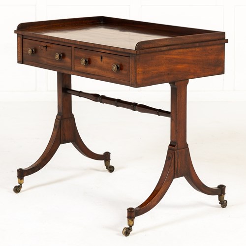 19Th Century English Regency Mahogany Writing Table/Side Table