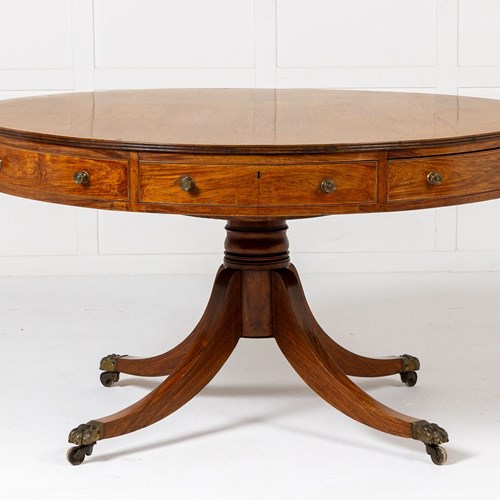 19Th Century English Regency Teak Drum Table