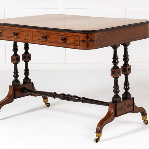 19Th Century English Regency Amboyna Library Table