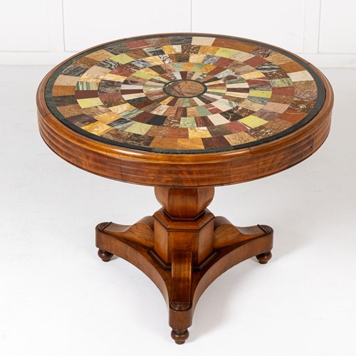 19Th Century French Walnut Specimen Marble Top Centre Table