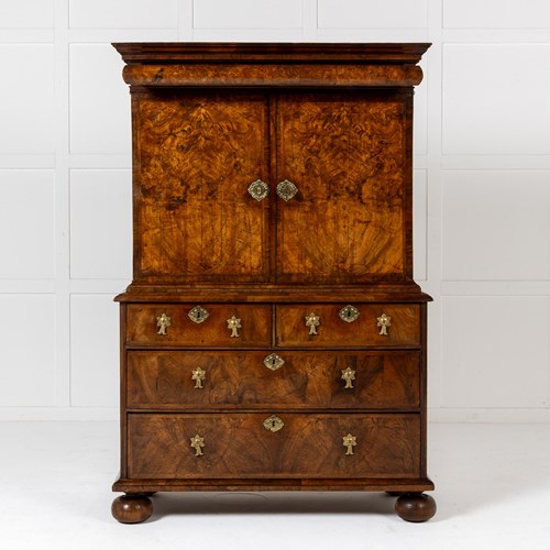Small 18Th Century English Walnut Cabinet On Chest